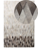 Rug White and Grey Leather 140 x 200 cm Modern Patchwork Handcrafted Beliani
