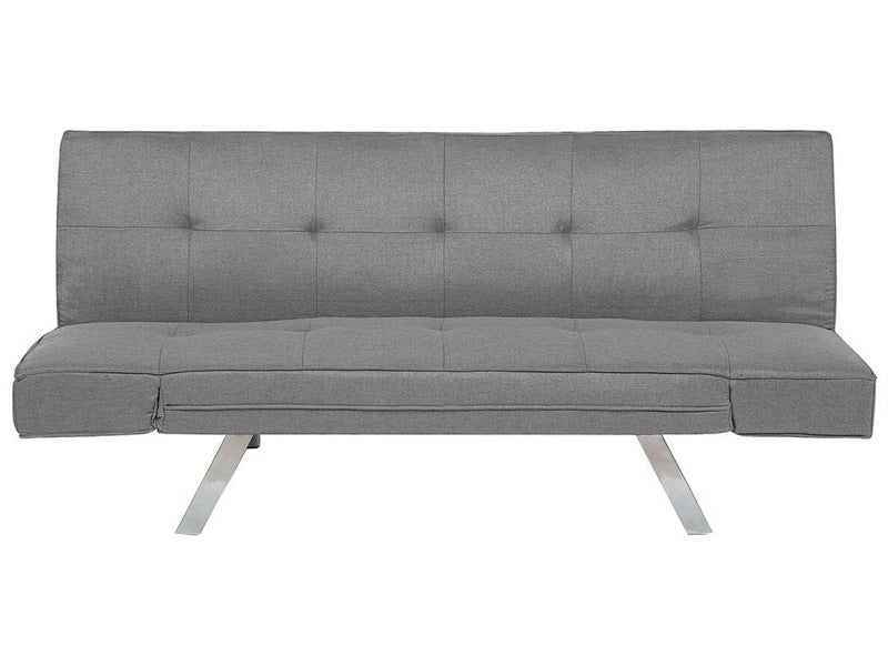 3 Seater Sofa Bed Light Grey Upholstered Armless Modern Beliani