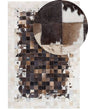 Rug Brown with Beige Leather 160 x 230 cm Modern Patchwork Cowhide Handcrafted Beliani