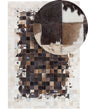 Rug Brown with Beige Leather 160 x 230 cm Modern Patchwork Cowhide Handcrafted Beliani