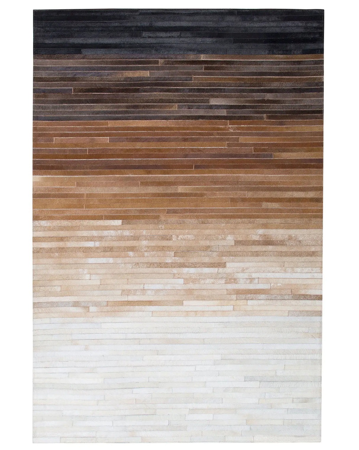 Rug Brown Beige Leather 140 x 200 cm Modern Patchwork Ombre Multicolour Handcrafted Beliani