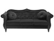 Sofa Black Velvet 3 Seater Nailhead Trim Button Tufted Throw Pillows Rolled Arms Glam Beliani