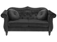 Sofa Black Velvet 2 Seater Nailhead Trim Button Tufted Throw Pillows Rolled Arms Glam Beliani