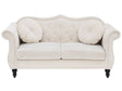 Sofa Beige Velvet 2 Seater Nailhead Trim Button Tufted Throw Pillows Rolled Arms Glam Beliani