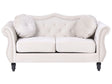 Sofa Light Beige Velvet 2 Seater Nailhead Trim Button Tufted Throw Pillows Rolled Arms Glam Beliani