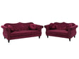 Living Room Set Red Velvet 2 Seater 3 Seater Nailhead Trim Button Tufted Throw Pillows Rolled Arms Glam Beliani