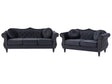 Living Room Set Black Velvet 2 Seater 3 Seater Nailhead Trim Button Tufted Throw Pillows Rolled Arms Glam Beliani