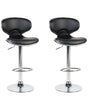 Set of 2 Bar Chairs Black Faux Leather Upholstery Footstool Swivel Gas Lift Adjustable Height Glamour Beliani