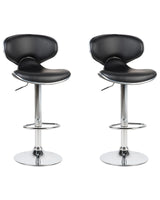 Set of 2 Bar Chairs Black Faux Leather Upholstery Footstool Swivel Gas Lift Adjustable Height Glamour Beliani