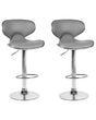 Set of 2 Bar Chairs Grey Faux Leather Upholstery Footstool Swivel Gas Lift Adjustable Height Glamour Beliani