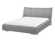 Bed Frame Grey Fabric EU Double Size 4ft6 Upholstered Slatted Modern Beliani