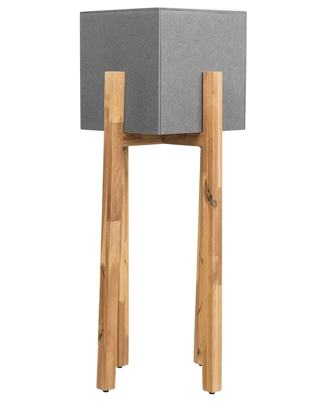 Plant Stand Grey Concrete Square 30 x 30 cm Solid Wood Base Modern Industrial Tall Plant Pot Planter Beliani