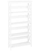 Bookcase White Wood Veneer 4 Tier Ladder Shelves Minimalist Beliani