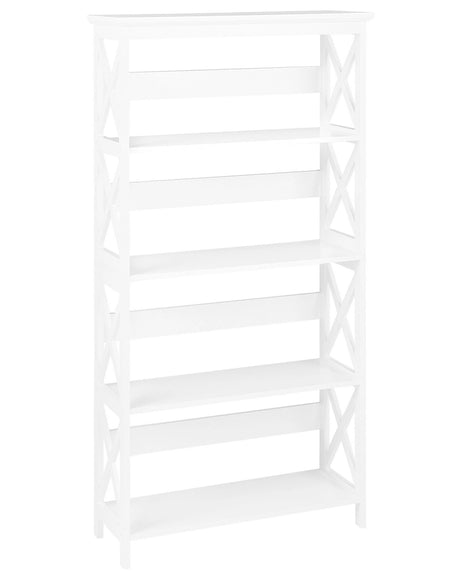 Bookcase White Wood Veneer 4 Tier Ladder Shelves Minimalist Beliani