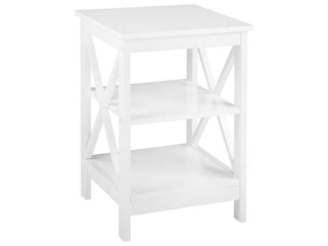 Side Table White 40 x 40 cm 2 Tier Storage Shelved Minimalist Scandinavian Beliani