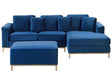 Corner Sofa Blue Velvet Upholstered with Ottoman L-shaped Left Hand Orientation Beliani