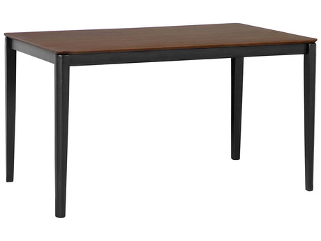 Dining Table Dark Walnut with Black Metal Legs 135 x 80 cm Rectangular Traditional Style Beliani