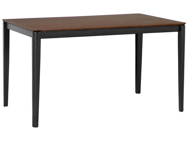 Dining Table Dark Walnut with Black Metal Legs 135 x 80 cm Rectangular Traditional Style Beliani