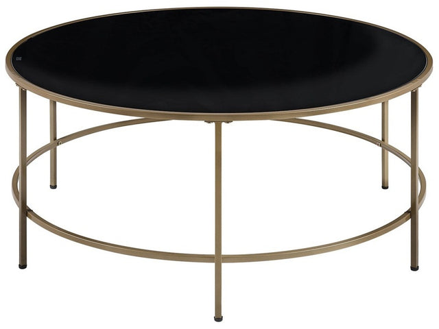 Coffee Table Black Glass Top Gold Metal Frame Round ø 88 cm Modern Glam Design Beliani