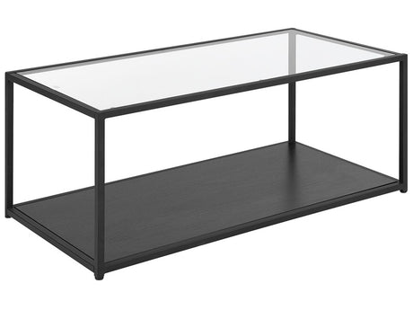 Coffee Table Glass Top Black Metal Frame 100 x 54 cm Rectangular Modern Minimalist Living Room Beliani