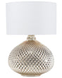 Table Lamp Gold Metal 55H cm White Polycotton Shade Glam Beliani