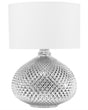 Table Lamp Silver Metal 55H cm White Polycotton Shade Glam Beliani