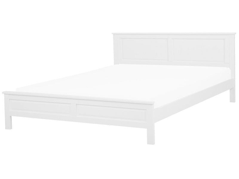 Bed Frame White Pine Wood EU Super King Size 6ft Scandinavian Style Beliani