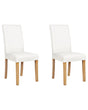 Set of 2 Dining Chairs White Faux Leather Wooden Legs Modern Beliani