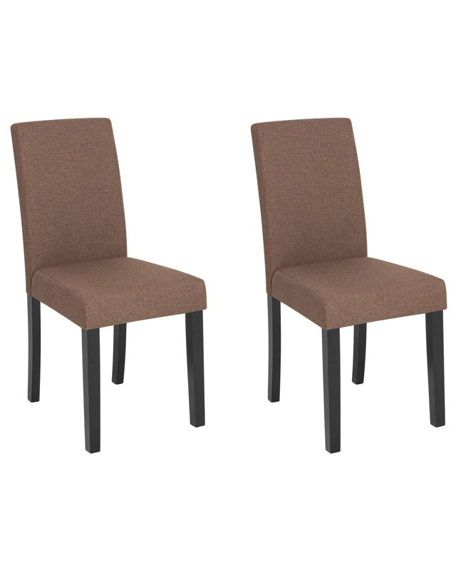 Set of 2 Dining Chairs Brown Fabric Wooden Legs Modern Beliani