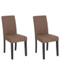 Set of 2 Dining Chairs Brown Fabric Wooden Legs Modern Beliani