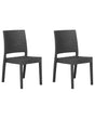 Set of 2 Garden Dining Chairs Grey Synthetic Material Stackable Outdoor Minimalistic Beliani