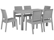 Garden Dining Set Light Grey Rectangular Table 140 x 80 cm 6 Stackable Chairs 6 Seater Minimalistic Beliani