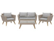 Patio Set Taupe Rattan 2 Seater 2 Chairs Grey Cushions Outdoor Country Beliani