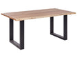 Dining Table Light Wood 180 x 94 cm Solid Wood Top Live Edge Black Metal Base Modern Industrial Beliani