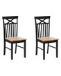 Set of 2 Dining Chairs Black with Light Wood Traditional Style Beliani