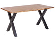 Dining Table Light Wood 180 x 95 cm Solid Wood Top Live Edge Black Metal Base Modern Industrial Beliani