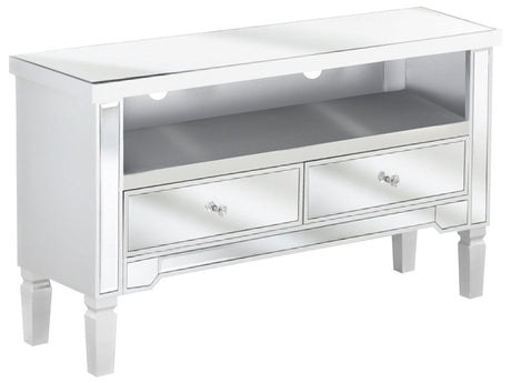 Mirrored Sideboard Silver with 2 Drawers Chest with Crystal Knobs Beliani