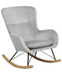 Rocking Chair Light Grey Velvet Metal Legs Wooden Skates Modern Beliani
