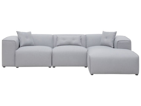 Corner Sofa Light Grey 3 Seater Extra Scatter Cushions Modern Beliani