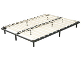 Freestanding Bed Base EU Double Size 4ft3 Solid Wood Slats Metal Frame on Legs Beliani