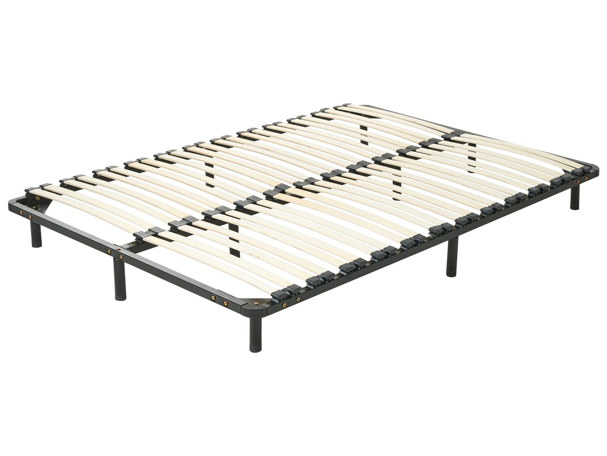 Freestanding Bed Base EU King Size 5ft3 Solid Wood Slats Metal Frame on Legs Beliani