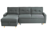 Corner Sofa Bed Grey Fabric 4 Seater Storage L-shaped Right Hand Orientation Beliani