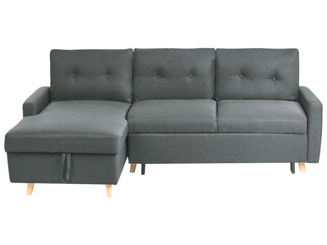 Corner Sofa Bed Grey Fabric 4 Seater Storage L-shaped Right Hand Orientation Beliani