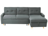 Corner Sofa Bed Grey Fabric 4 Seater Storage L-shaped Left Hand Orientation Beliani