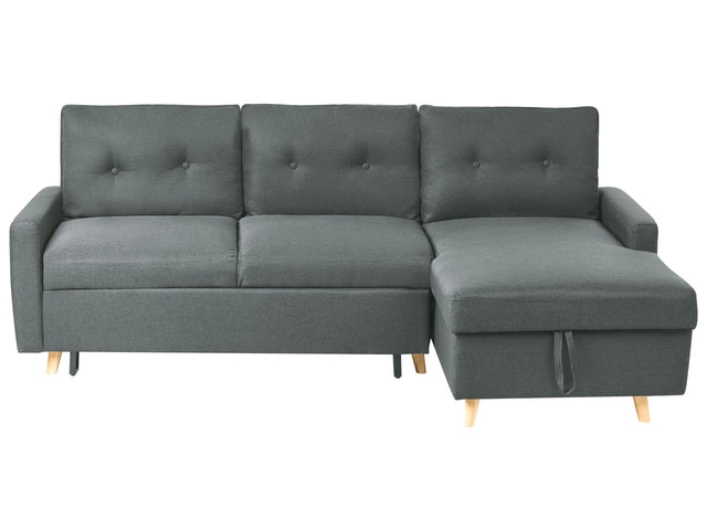 Corner Sofa Bed Grey Fabric 4 Seater Storage L-shaped Left Hand Orientation Beliani