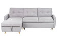 Corner Sofa Bed Light Grey Fabric 4 Seater Storage L-shaped Right Hand Orientation Beliani