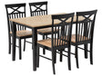 Dining Set Black Solid Wood Light Wood Top 4 Seater 120 x 75 cm Modern Scandinavian Beliani