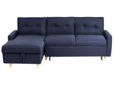 Corner Sofa Bed Blue Fabric 4 Seater Storage L-shaped Right Hand Orientation Beliani