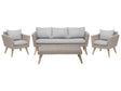 Patio Set Taupe Rattan 3 Seater 2 Chairs Grey Cushions Outdoor Country Beliani