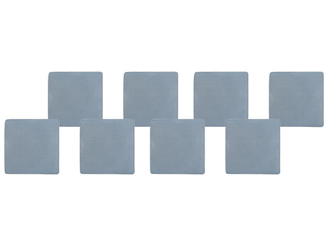 Set of 8 Seat Pad Cushions for Garden Chairs Blue Water Resistant Fabric with Ties Removable Cover Beliani